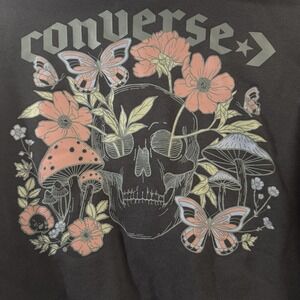 Rare Converse Blooming Full Zip Hoodie M Gray Original Sin Skull Mushroom Flower